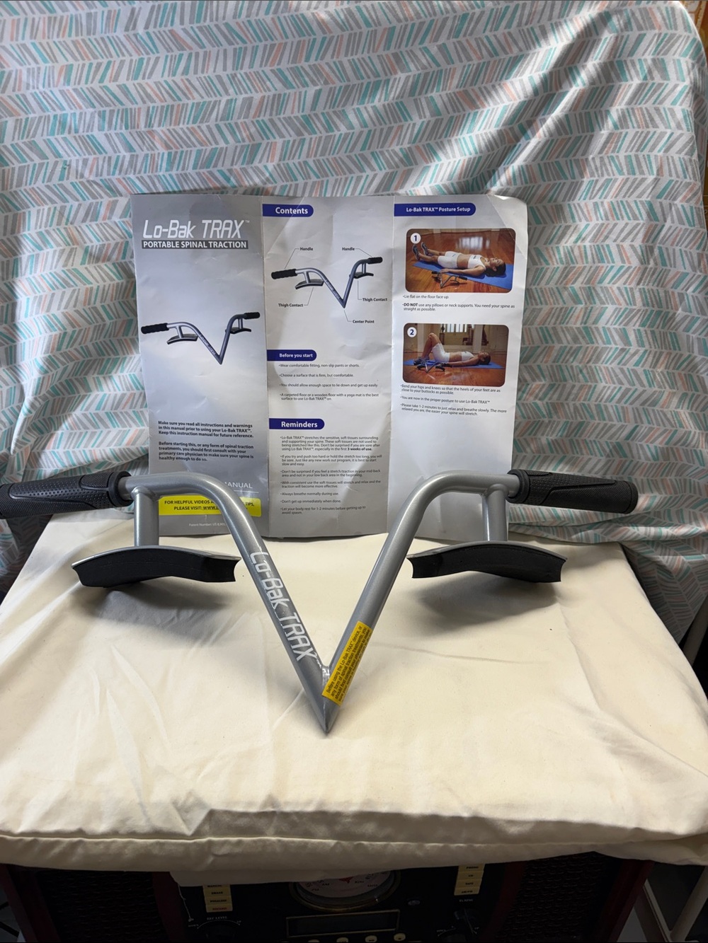 Lo-Bak TRAX Portable Spinal Traction Device — Silver with Black Grips
